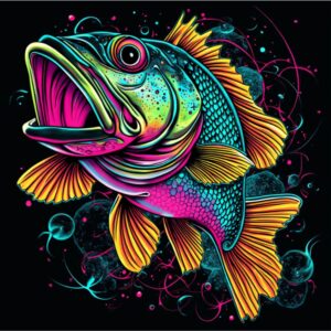 Psychedelic Largemouth Bass Digital Print Bundle – 5 High-Resolution Sizes